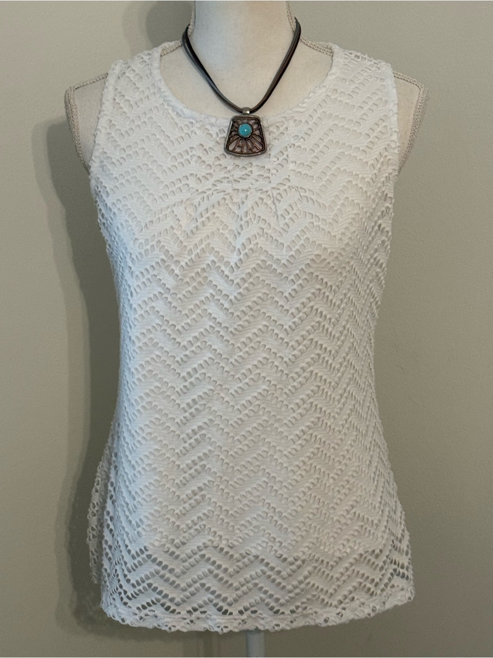 Banana Republic White Crochet Tank Top
